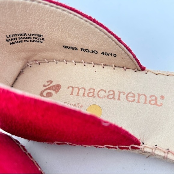 MACARENA Iris Red Suede Espadrille Flat Size 40 / us 9.5 NWOB - Picture 10 of 12
